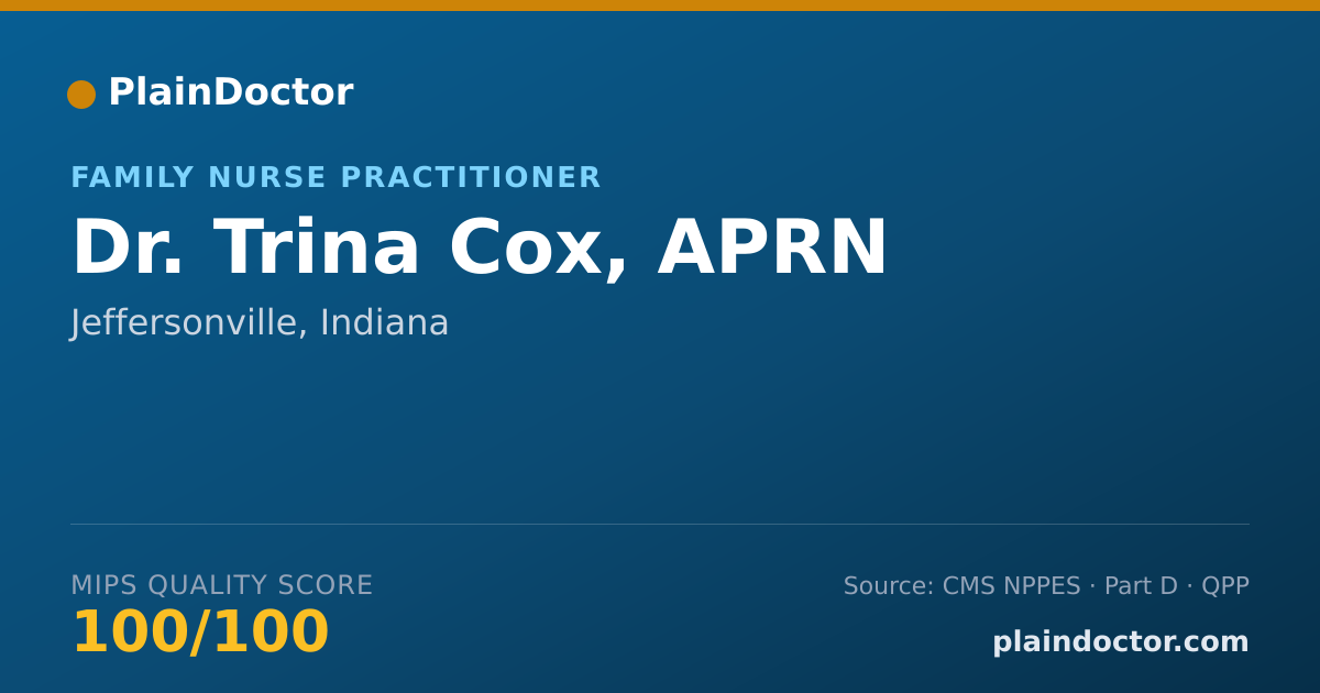 Shareable card for Trina Cox, APRN - Family Nurse Practitioner, Jeffersonville, IN