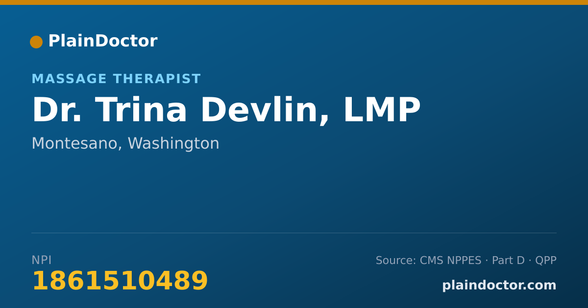 Shareable card for Trina Devlin, LMP - Massage Therapist, Montesano, WA