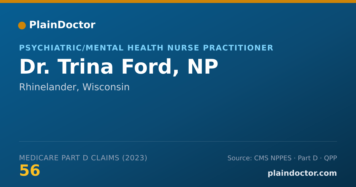 Shareable card for Trina Ford, NP - Psychiatric/Mental Health Nurse Practitioner, Rhinelander, WI