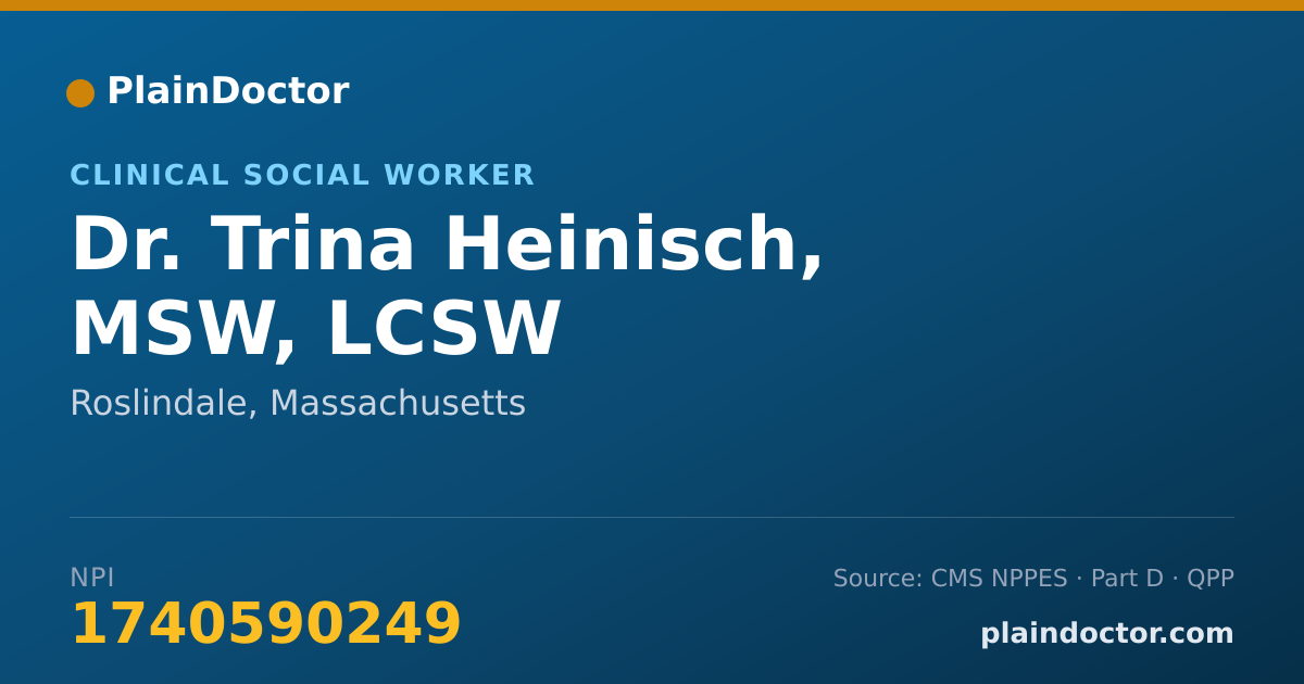 Shareable card for Trina Heinisch, MSW, LCSW - Clinical Social Worker, Roslindale, MA