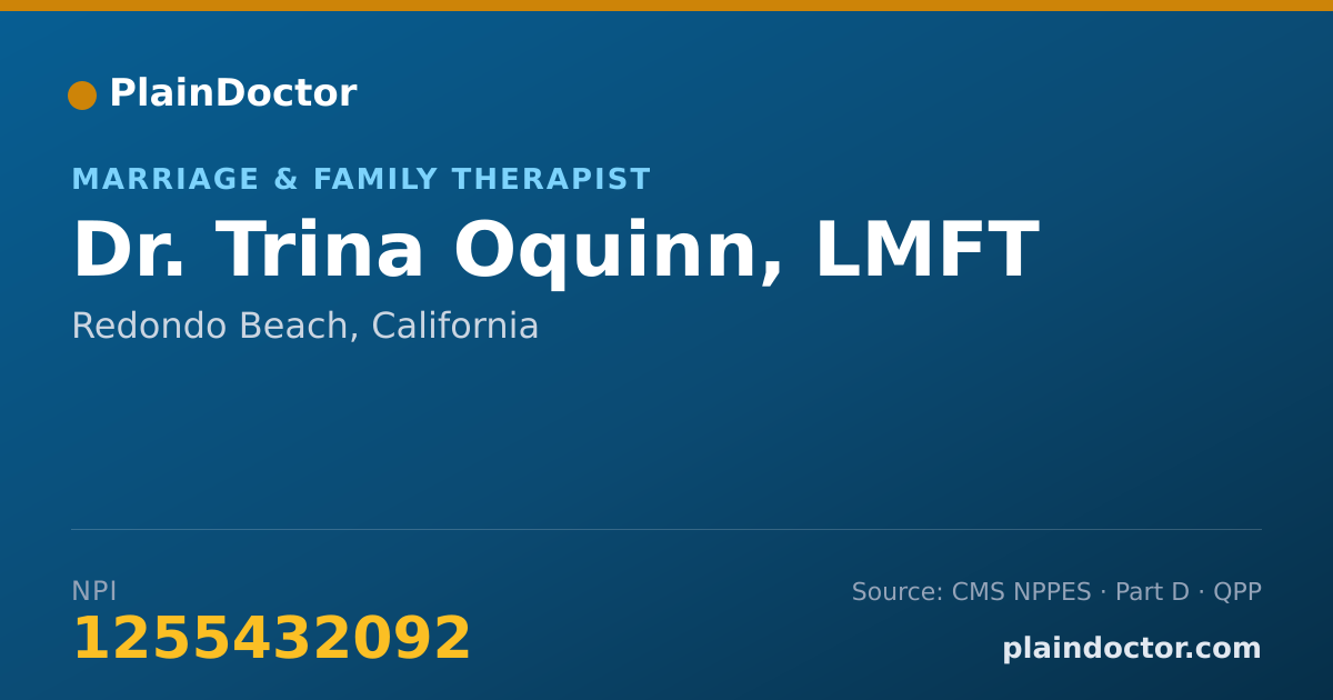Shareable card for Trina Oquinn, LMFT - Marriage & Family Therapist, Redondo Beach, CA
