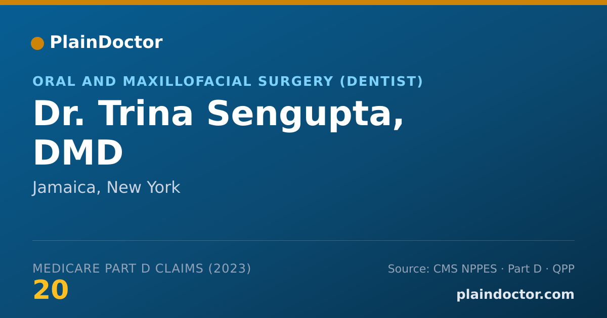 Shareable card for Trina Sengupta, DMD - Oral and Maxillofacial Surgery (Dentist), Jamaica, NY