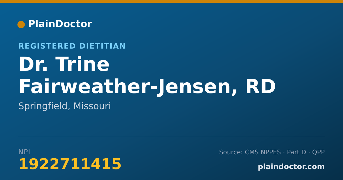 Shareable card for Trine Fairweather-Jensen, RD - Registered Dietitian, Springfield, MO