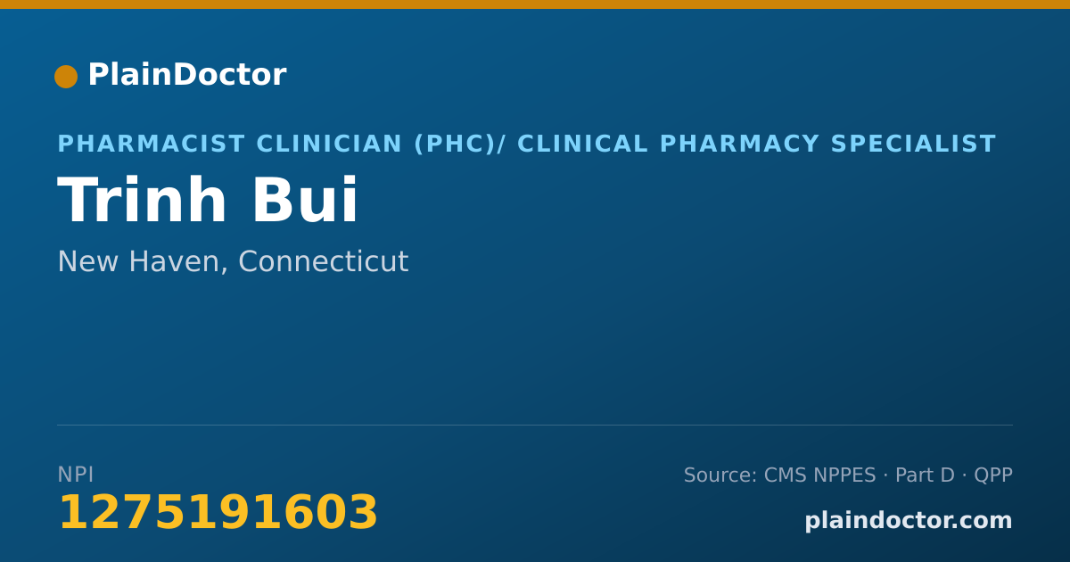 Shareable card for Trinh Bui - Pharmacist Clinician (PhC)/ Clinical Pharmacy Specialist, New Haven, CT