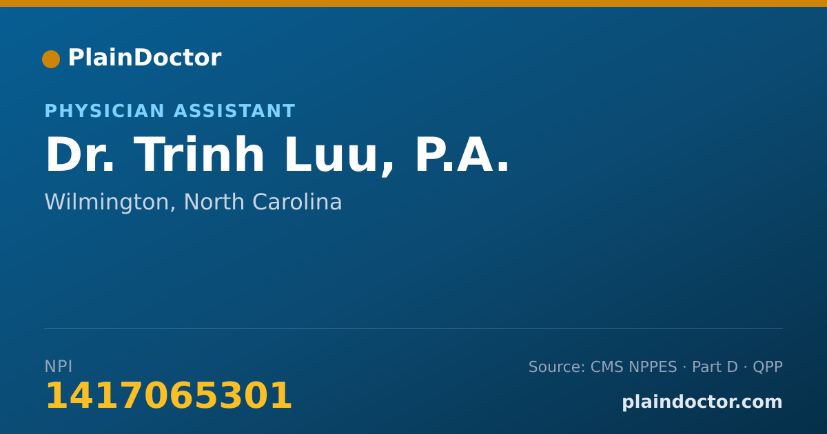 Shareable card for Trinh Luu, P.A. - Physician Assistant, Wilmington, NC