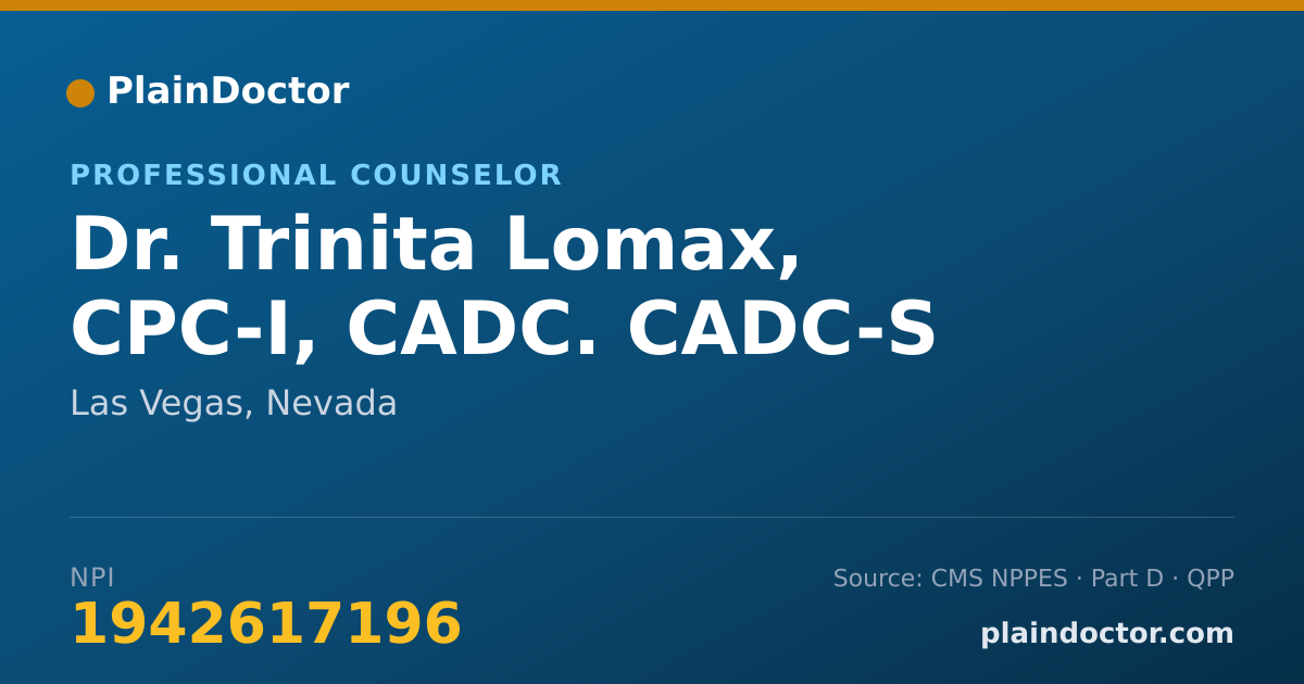 Shareable card for Trinita Lomax, CPC-I, CADC. CADC-S - Professional Counselor, Las Vegas, NV