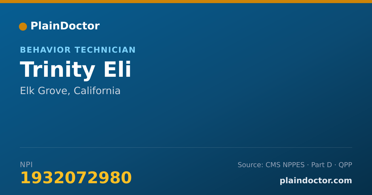 Shareable card for Trinity Eli - Behavior Technician, Elk Grove, CA