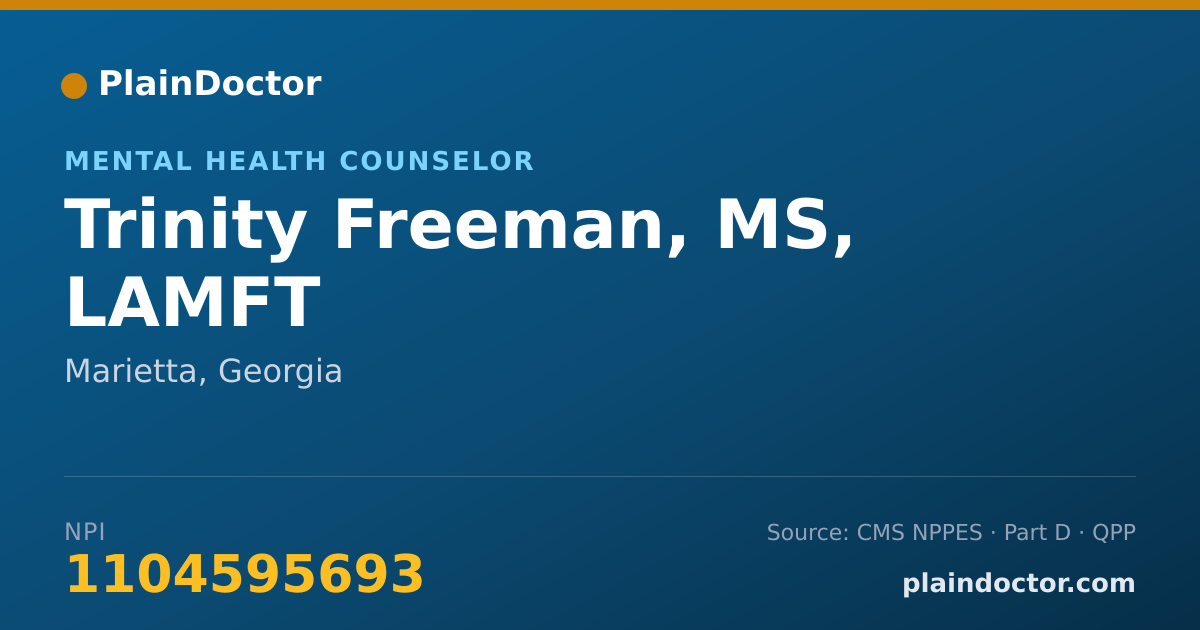 Shareable card for Trinity Freeman, MS, LAMFT - Mental Health Counselor, Marietta, GA