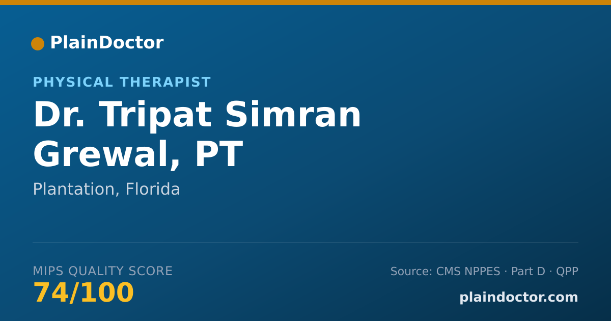 Shareable card for Tripat Simran Grewal, PT - Physical Therapist, Plantation, FL