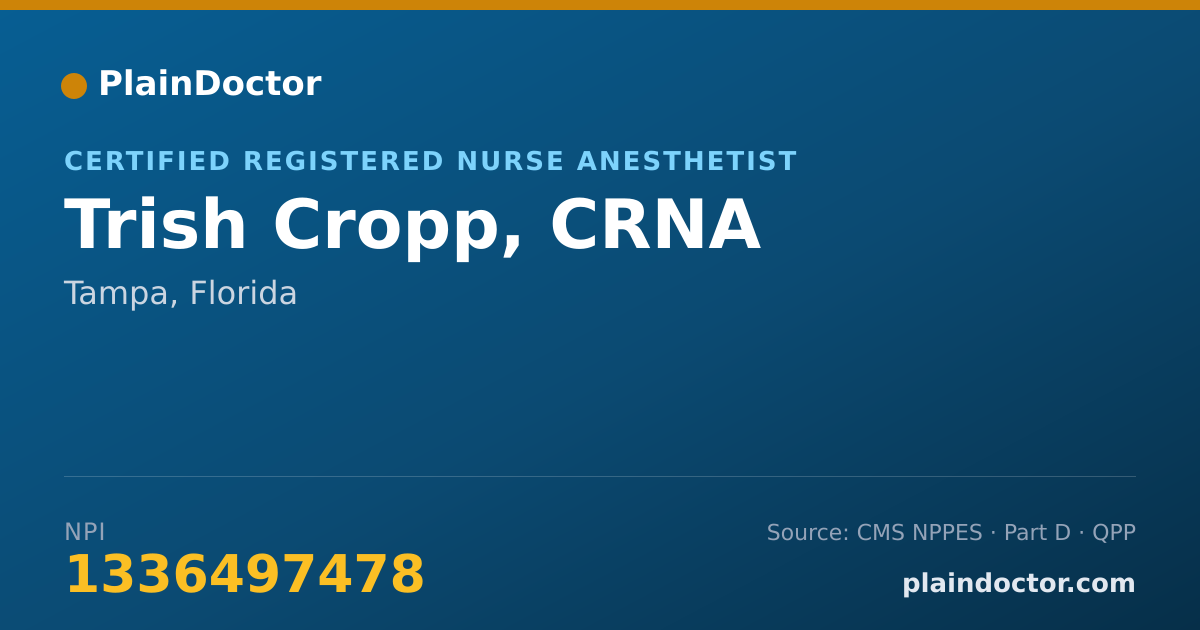 Shareable card for Trish Cropp, CRNA - Certified Registered Nurse Anesthetist, Tampa, FL