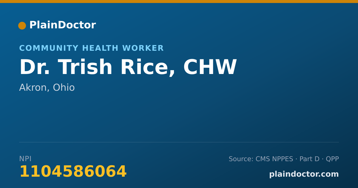 Shareable card for Trish Rice, CHW - Community Health Worker, Akron, OH