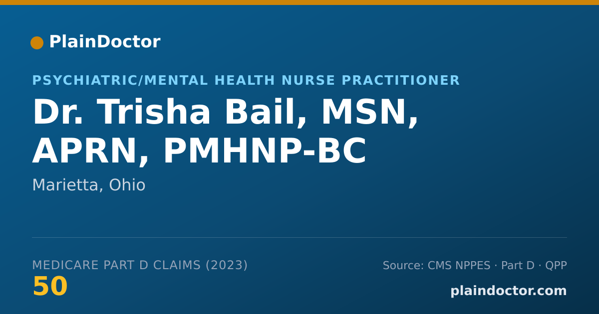Shareable card for Trisha Bail, MSN, APRN, PMHNP-BC - Psychiatric/Mental Health Nurse Practitioner, Marietta, OH