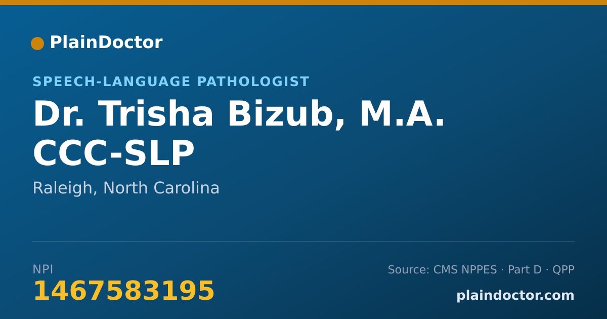 Shareable card for Trisha Bizub, M.A. CCC-SLP - Speech-Language Pathologist, Raleigh, NC