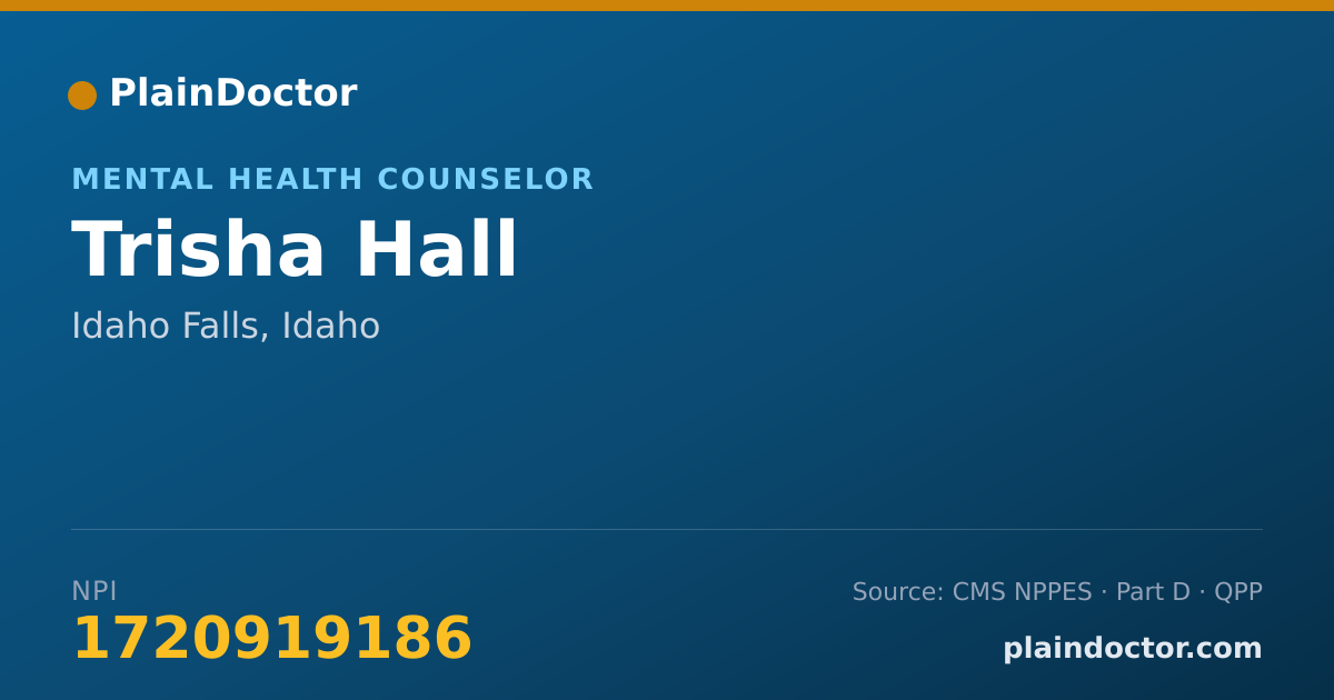 Shareable card for Trisha Hall - Mental Health Counselor, Idaho Falls, ID