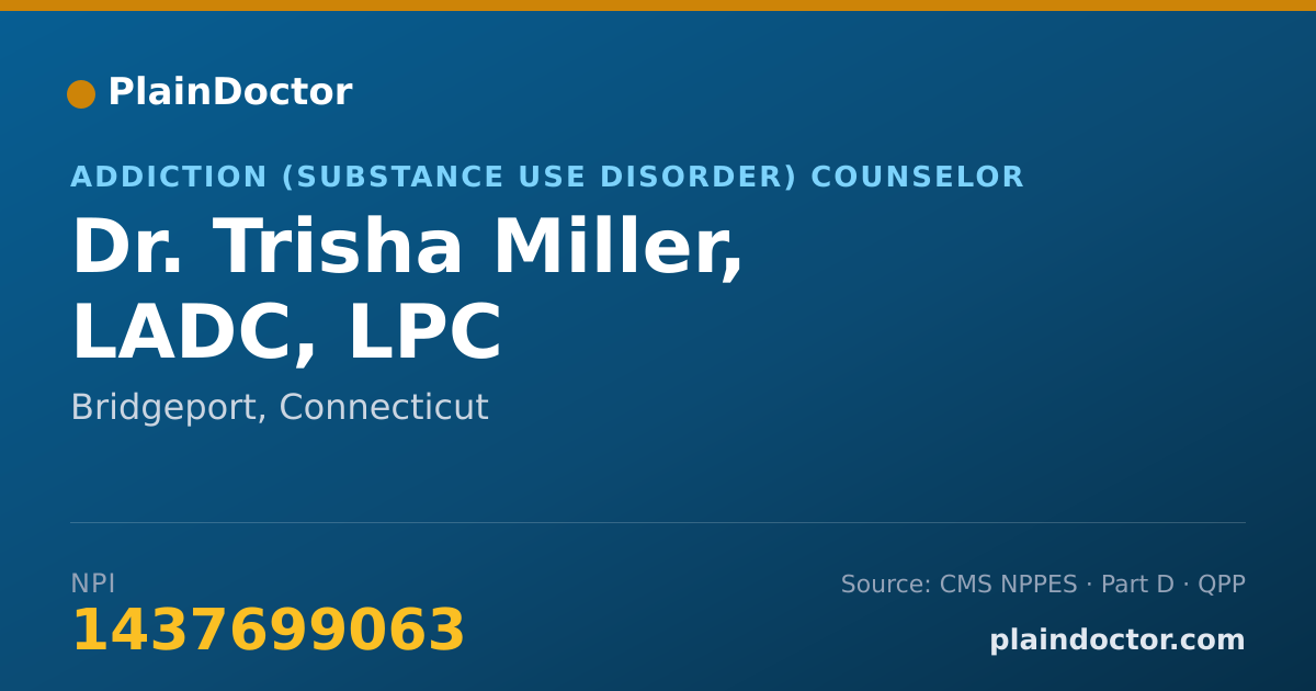 Shareable card for Trisha Miller, LADC, LPC - Addiction (Substance Use Disorder) Counselor, Bridgeport, CT