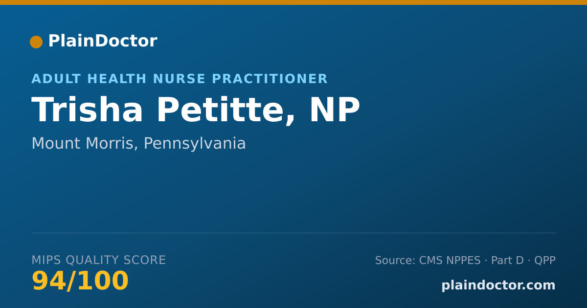 Shareable card for Trisha Petitte, NP - Adult Health Nurse Practitioner, Mount Morris, PA