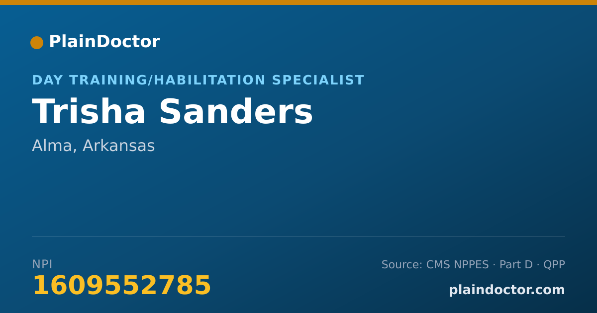 Shareable card for Trisha Sanders - Day Training/Habilitation Specialist, Alma, AR