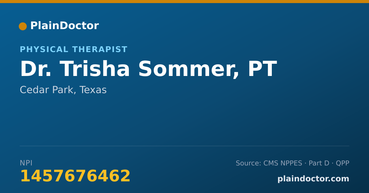 Shareable card for Trisha Sommer, PT - Physical Therapist, Cedar Park, TX