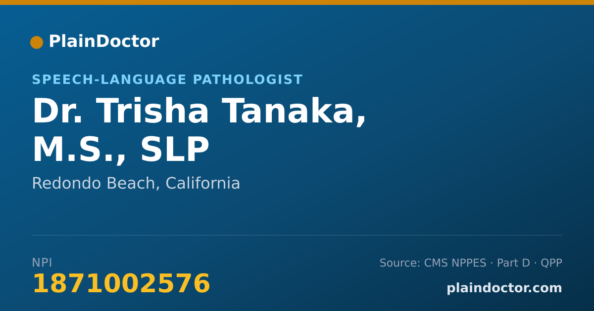 Shareable card for Trisha Tanaka, M.S., SLP - Speech-Language Pathologist, Redondo Beach, CA