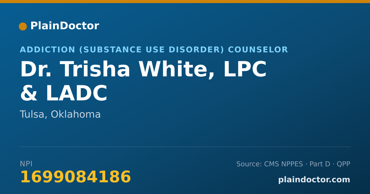 Shareable card for Trisha White, LPC & LADC - Addiction (Substance Use Disorder) Counselor, Tulsa, OK