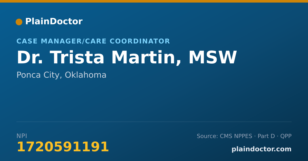 Shareable card for Trista Martin, MSW - Case Manager/Care Coordinator, Ponca City, OK