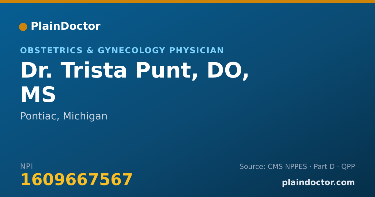 Shareable card for Trista Punt, DO, MS - Obstetrics & Gynecology Physician, Pontiac, MI