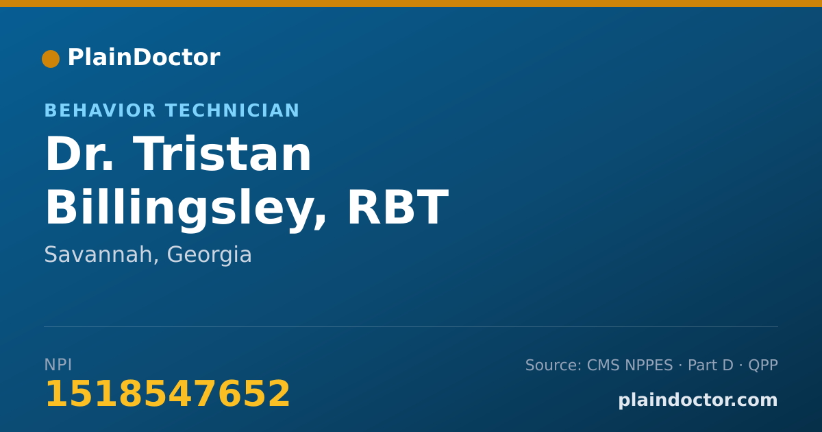 Shareable card for Tristan Billingsley, RBT - Behavior Technician, Savannah, GA