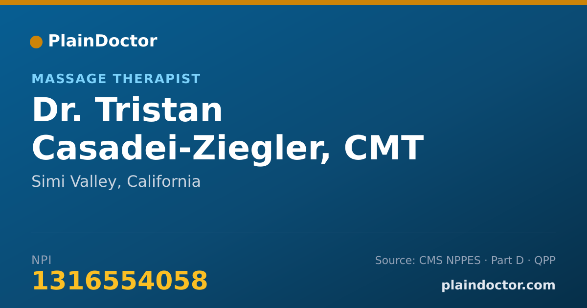 Shareable card for Tristan Casadei-Ziegler, CMT - Massage Therapist, Simi Valley, CA