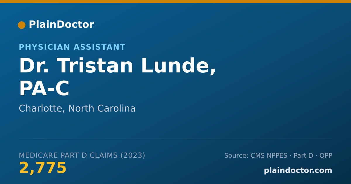 Shareable card for Tristan Lunde, PA-C - Physician Assistant, Charlotte, NC