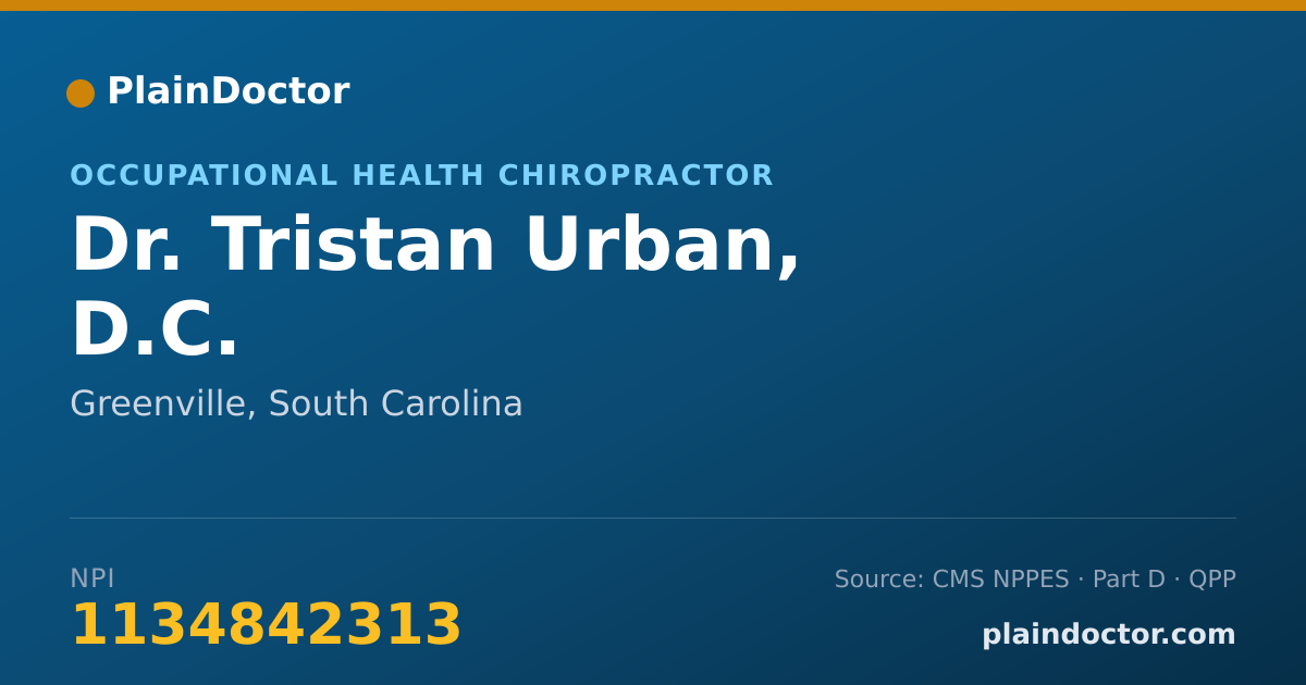 Shareable card for Tristan Urban, D.C. - Occupational Health Chiropractor, Greenville, SC