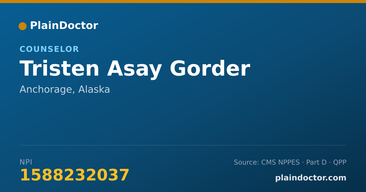 Shareable card for Tristen Asay Gorder - Counselor, Anchorage, AK