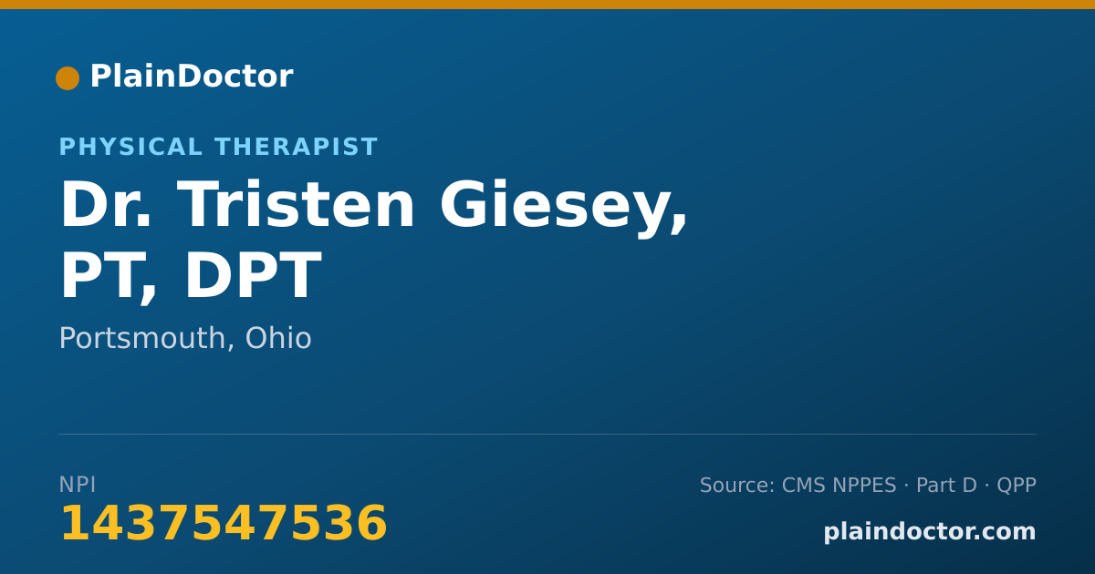 Shareable card for Tristen Giesey, PT, DPT - Physical Therapist, Portsmouth, OH