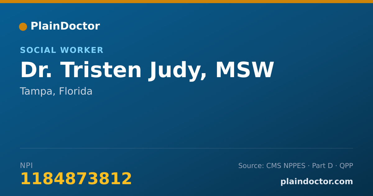 Shareable card for Tristen Judy, MSW - Social Worker, Tampa, FL