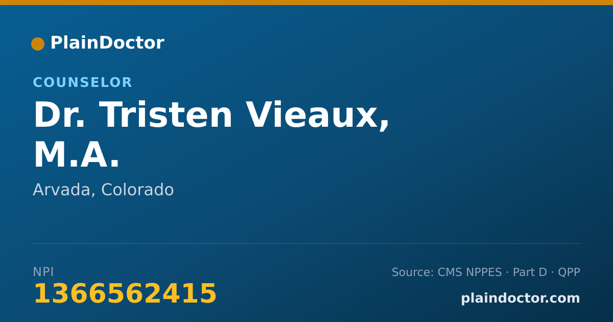 Shareable card for Tristen Vieaux, M.A. - Counselor, Arvada, CO