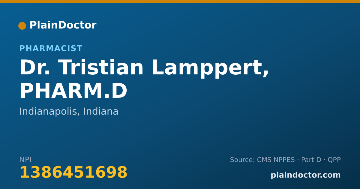 Shareable card for Tristian Lamppert, PHARM.D - Pharmacist, Indianapolis, IN