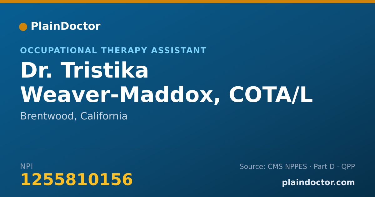 Shareable card for Tristika Weaver-Maddox, COTA/L - Occupational Therapy Assistant, Brentwood, CA