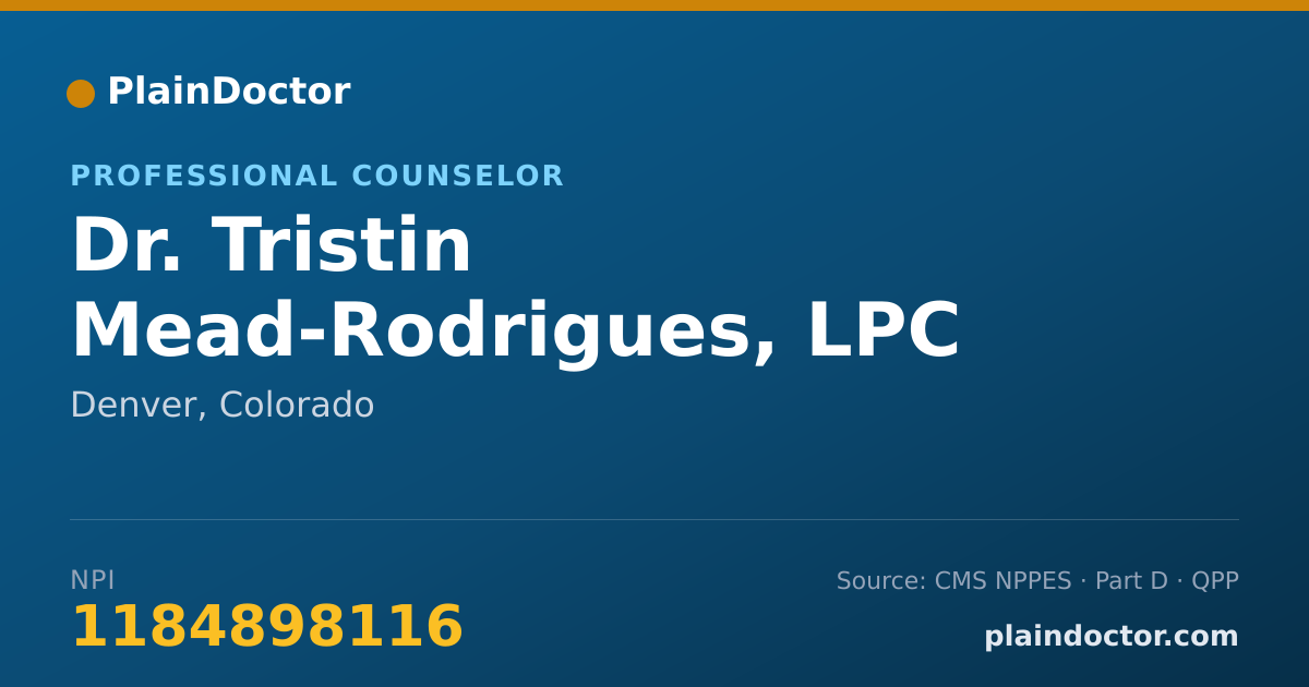Shareable card for Tristin Mead-Rodrigues, LPC - Professional Counselor, Denver, CO