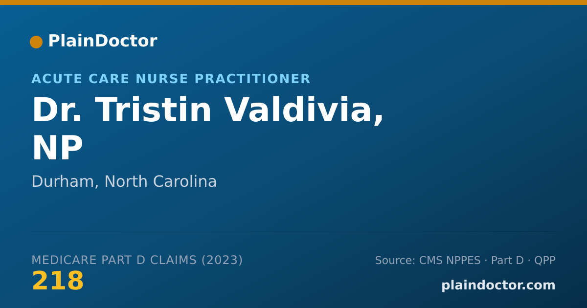 Shareable card for Tristin Valdivia, NP - Acute Care Nurse Practitioner, Durham, NC
