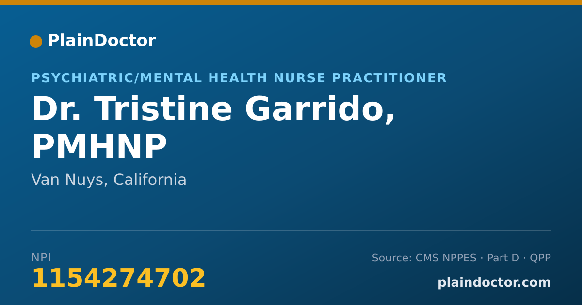 Shareable card for Tristine Garrido, PMHNP - Psychiatric/Mental Health Nurse Practitioner, Van Nuys, CA