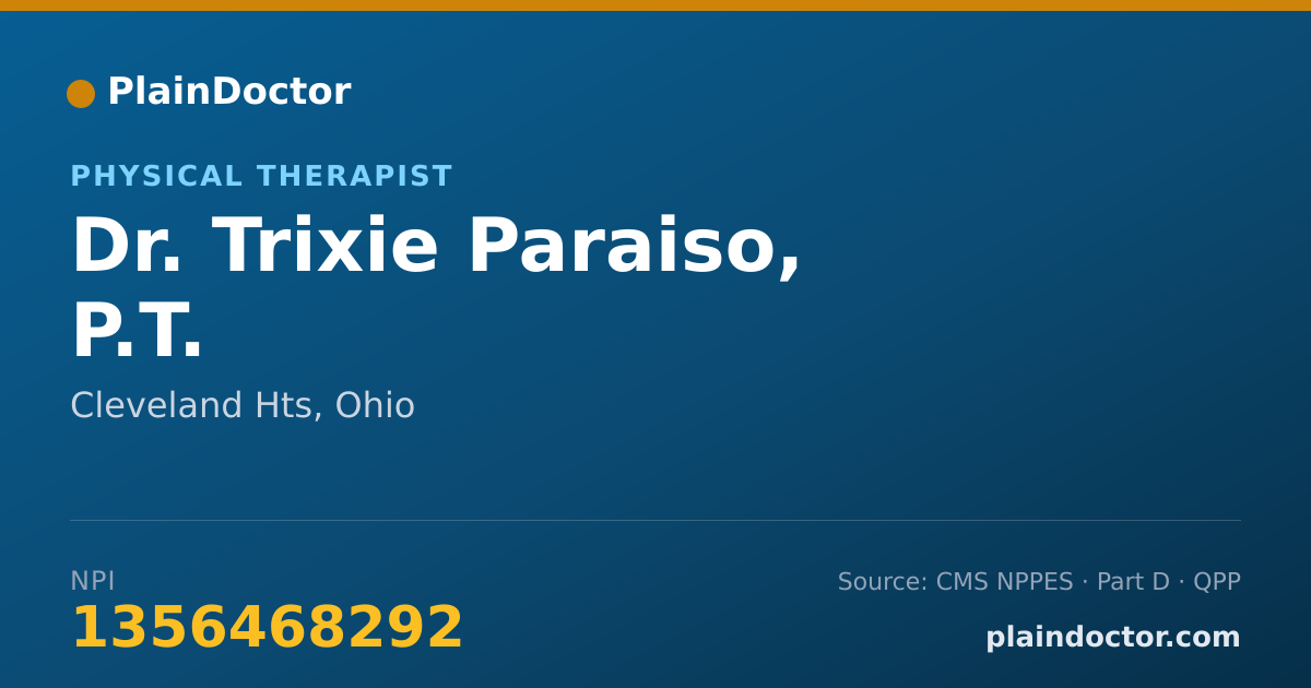 Shareable card for Trixie Paraiso, P.T. - Physical Therapist, Cleveland Hts, OH