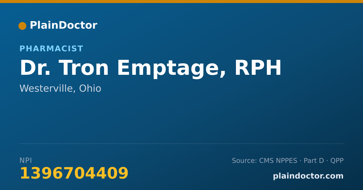 Shareable card for Tron Emptage, RPH - Pharmacist, Westerville, OH