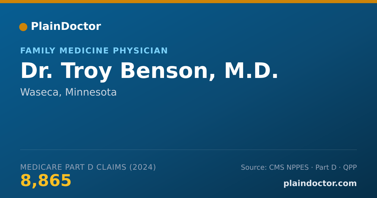 Shareable card for Troy Benson, M.D. - Family Medicine Physician, Waseca, MN