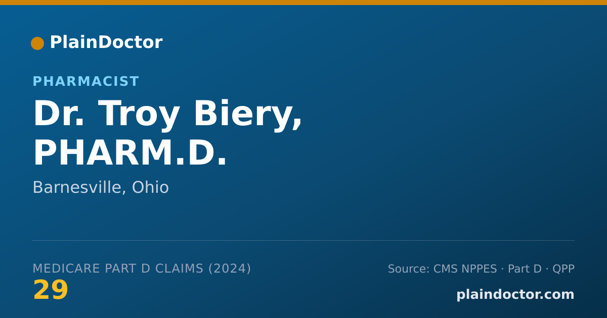 Shareable card for Troy Biery, PHARM.D. - Pharmacist, Barnesville, OH