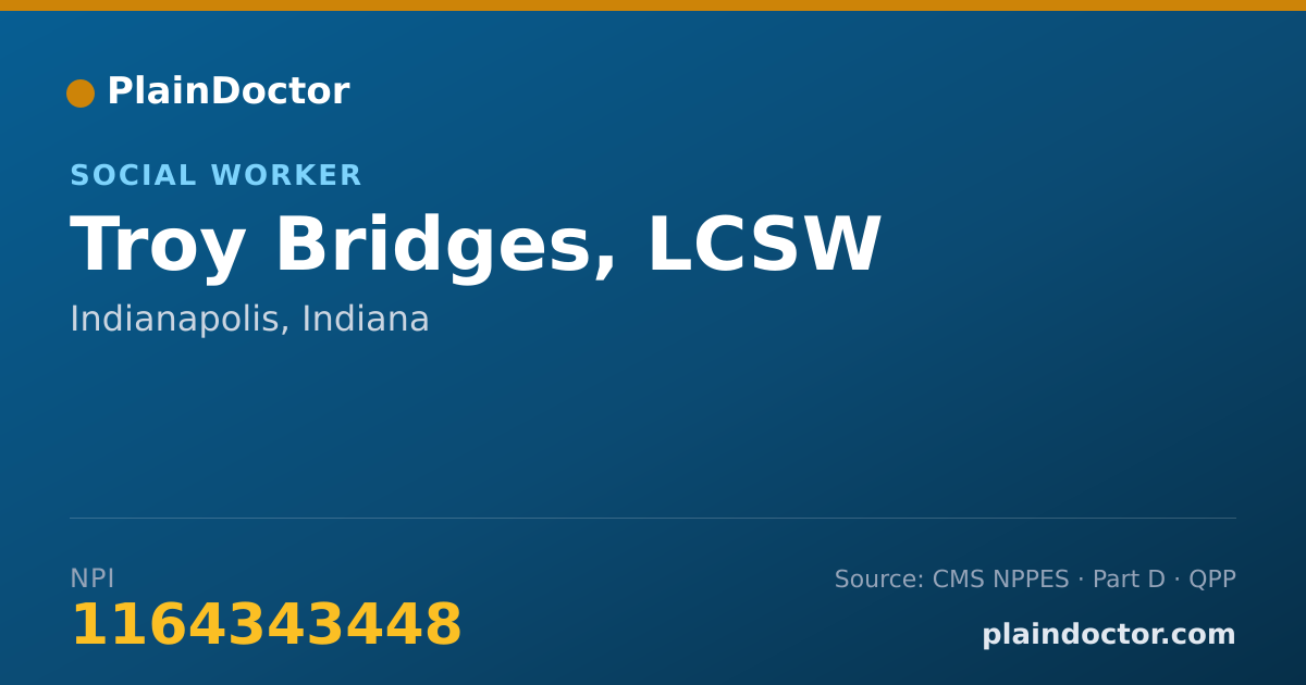 Shareable card for Troy Bridges, LCSW - Social Worker, Indianapolis, IN