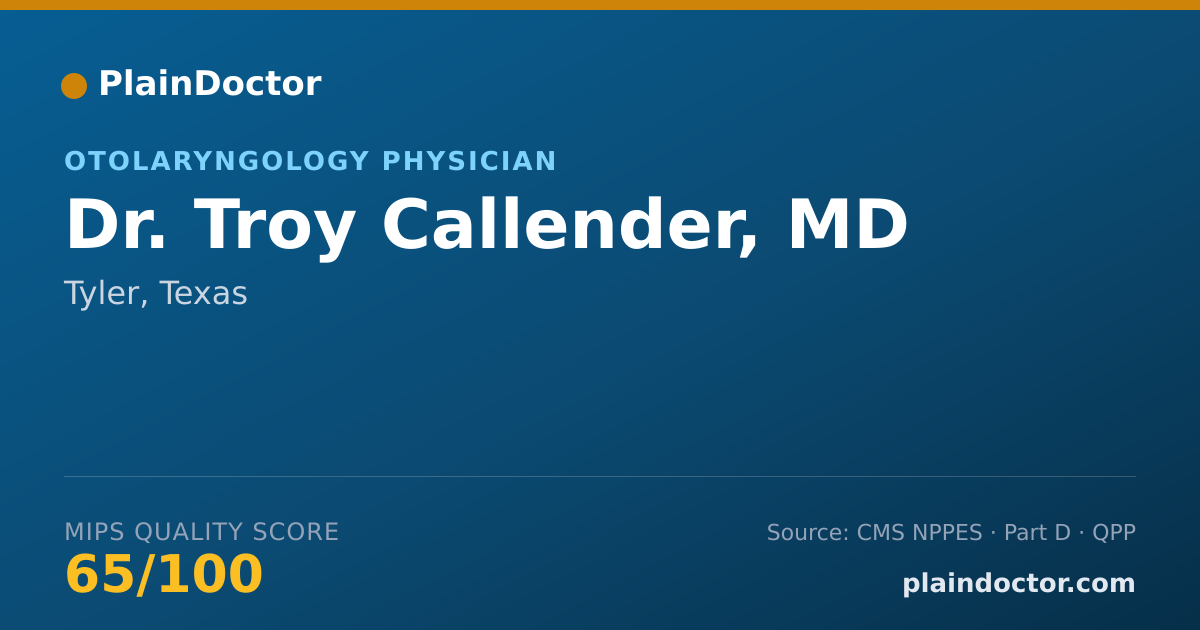 Shareable card for Troy Callender, MD - Otolaryngology Physician, Tyler, TX