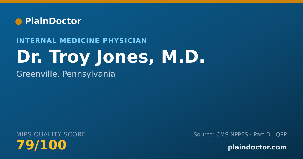 Shareable card for Troy Jones, M.D. - Internal Medicine Physician, Greenville, PA