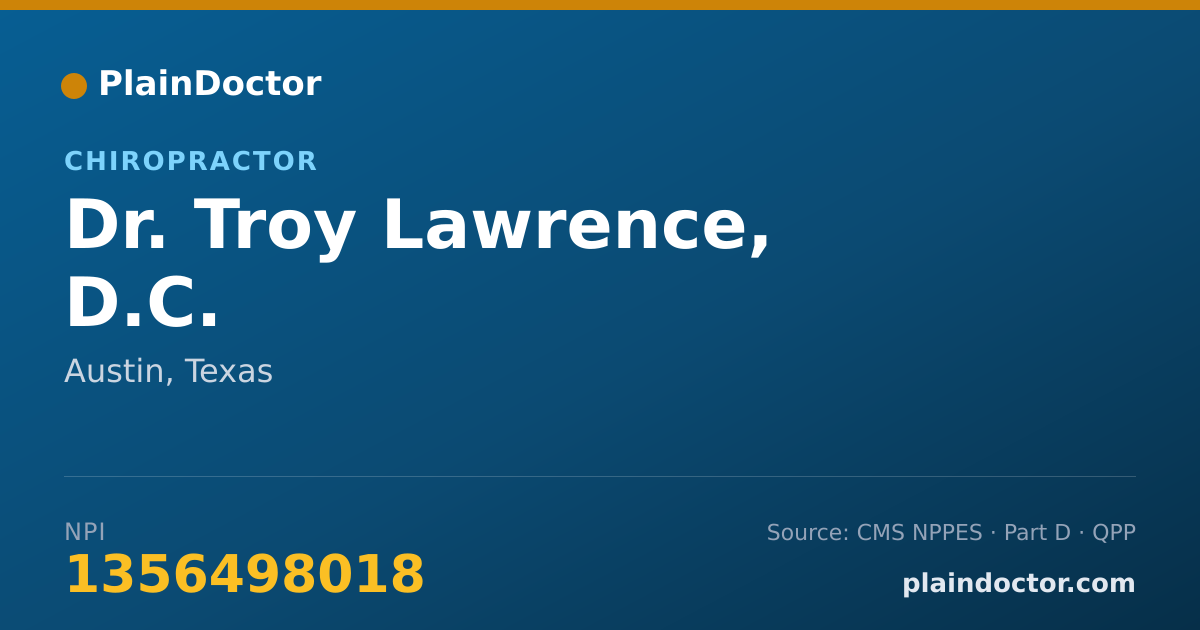 Shareable card for Troy Lawrence, D.C. - Chiropractor, Austin, TX