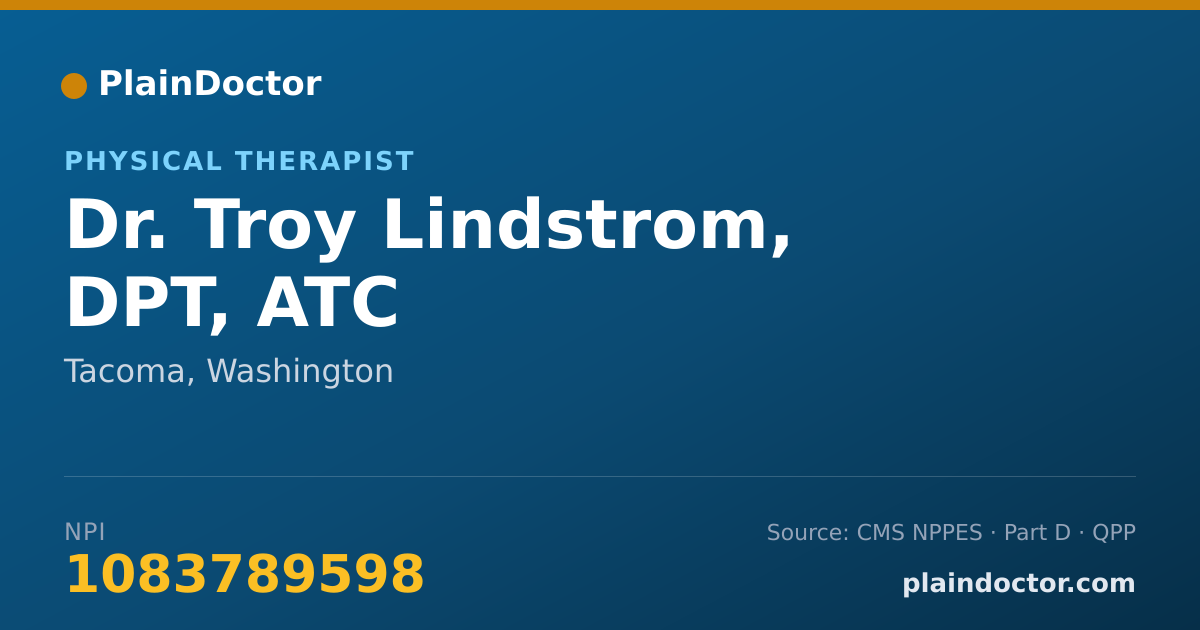 Shareable card for Troy Lindstrom, DPT, ATC - Physical Therapist, Tacoma, WA