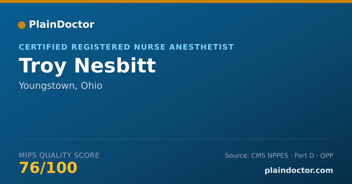 Shareable card for Troy Nesbitt - Certified Registered Nurse Anesthetist, Youngstown, OH