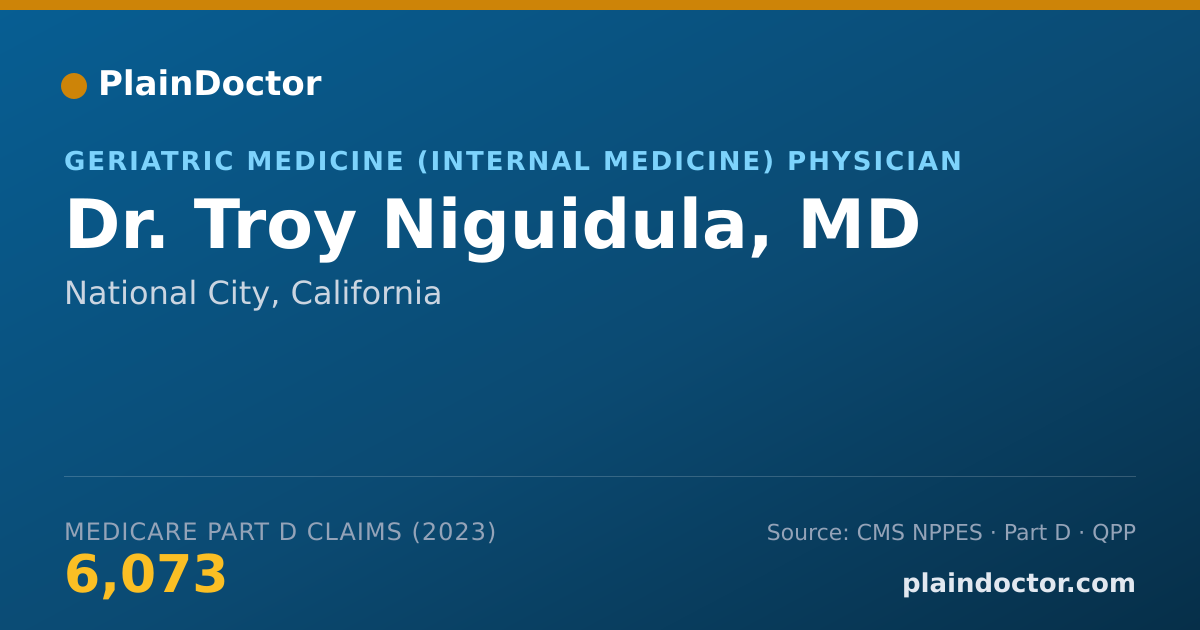Shareable card for Troy Niguidula, MD - Geriatric Medicine (Internal Medicine) Physician, National City, CA